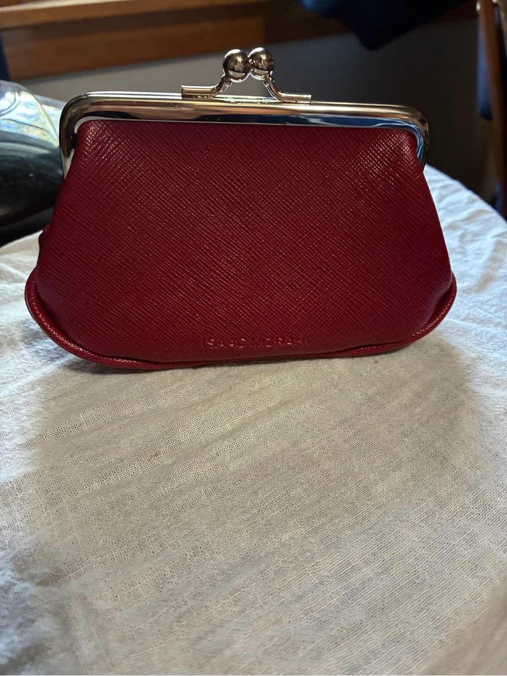 Isaac Mizrahi Deep Red Kiss-Lock Coin Purse